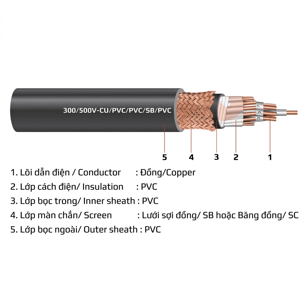Cáp điều khiển chống nhiễu dùng cho hệ thống tự động hóa nhà xưởng